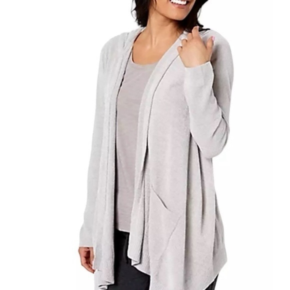 Barefoot Dreams cozy chic ultra lite hooded seashore cardigan size small